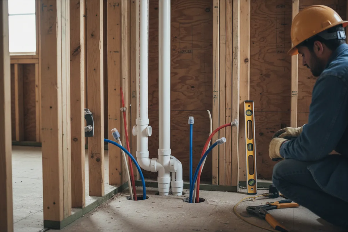 Drain and supply rough-in during Leak Detection in East Texas