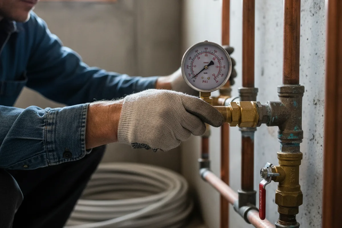 Pressure testing a repaired line during Water Line Repair in East Texas